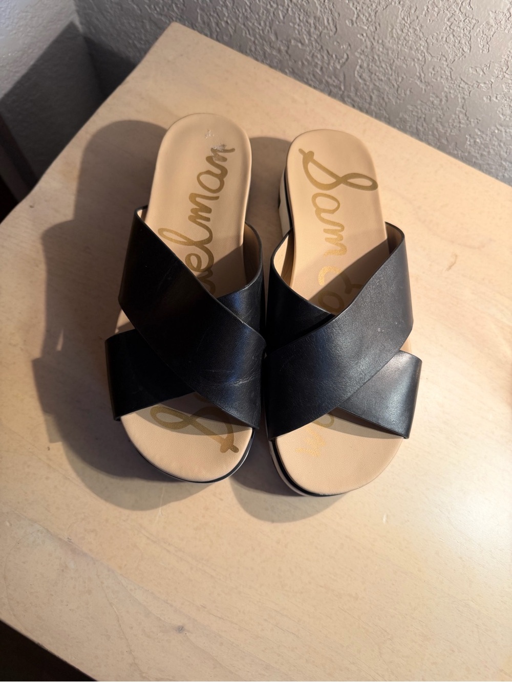 Sam Edelman Black Criss Cross Platform Slide Sandal